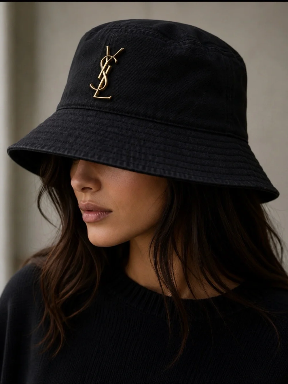 Saint Laurent Cassandre textured snake-pattern logo brooch